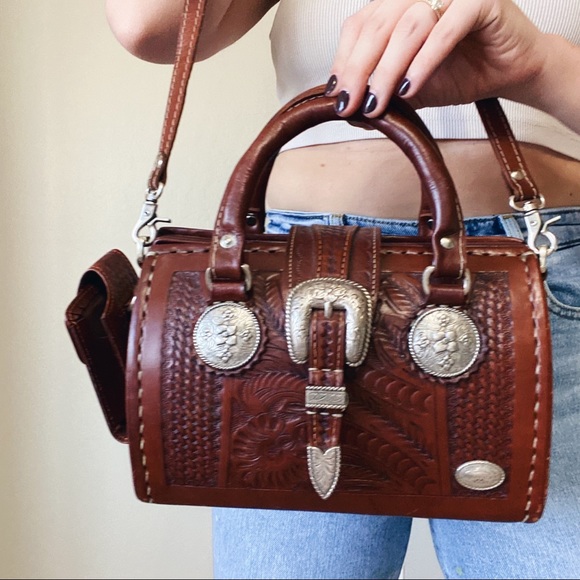 American West Handbags - American West Doctor’s Bag Genuine Brown Leather Purse Western Style